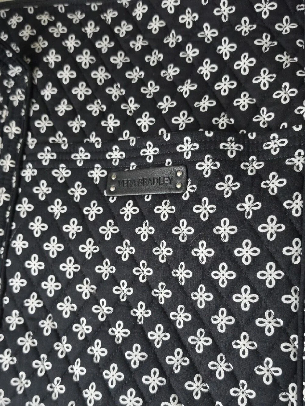 Large Black Quilted Vera Bradley Tote Bag